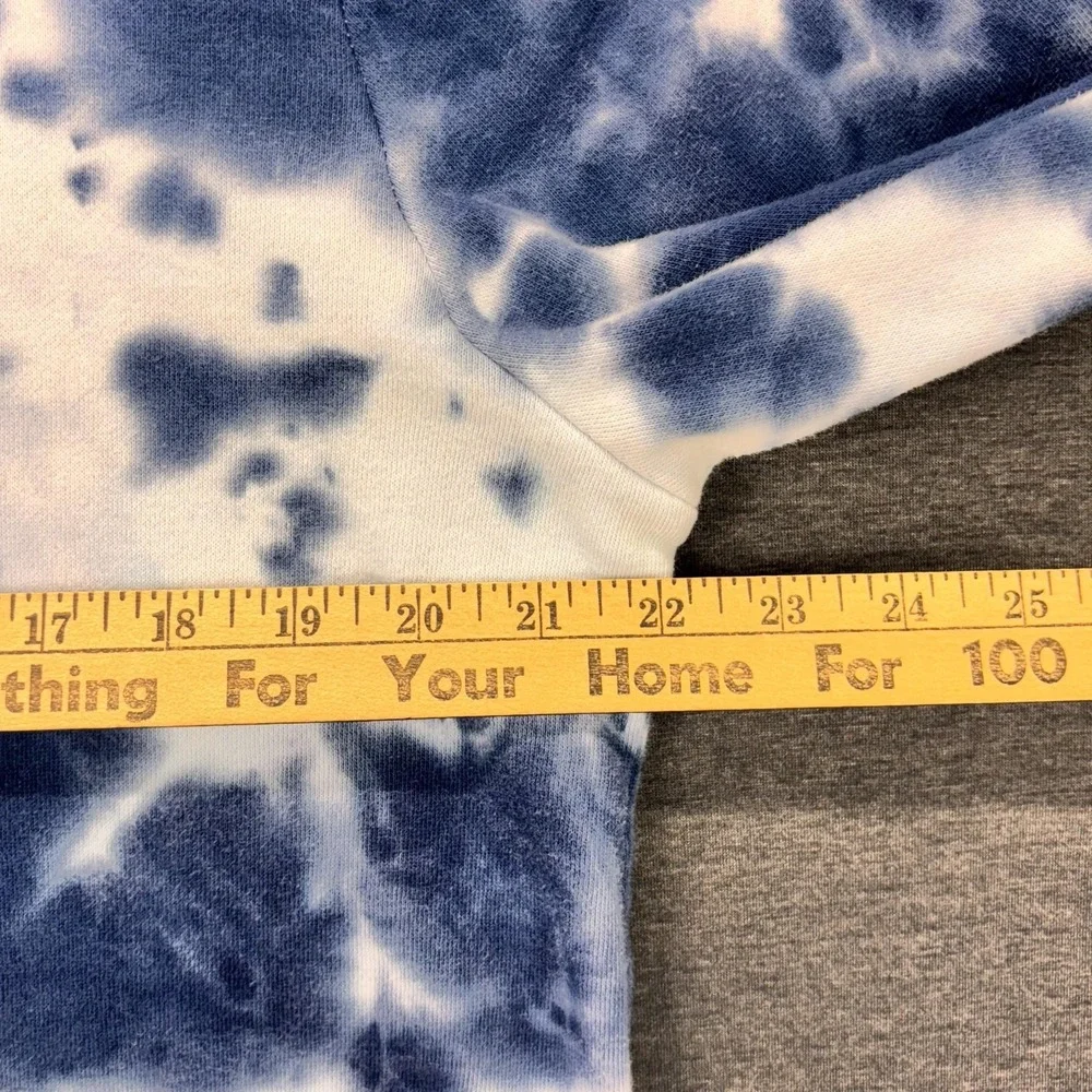 True Religion Sweatshirt Mens Large Blue Tie Dye Buddha Graphic Fleece Pullover